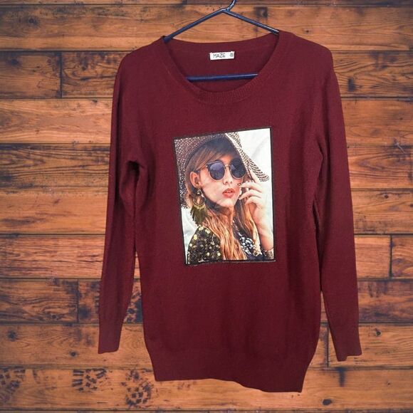 5 for $25🔥MAZE Burgundy Pullover Crewneck Sweater 3XL - Picture 1 of 7